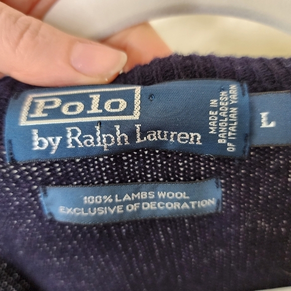 Polo Ralph Lauren Navy Wool Pullover Sweater L - Picture 4 of 7